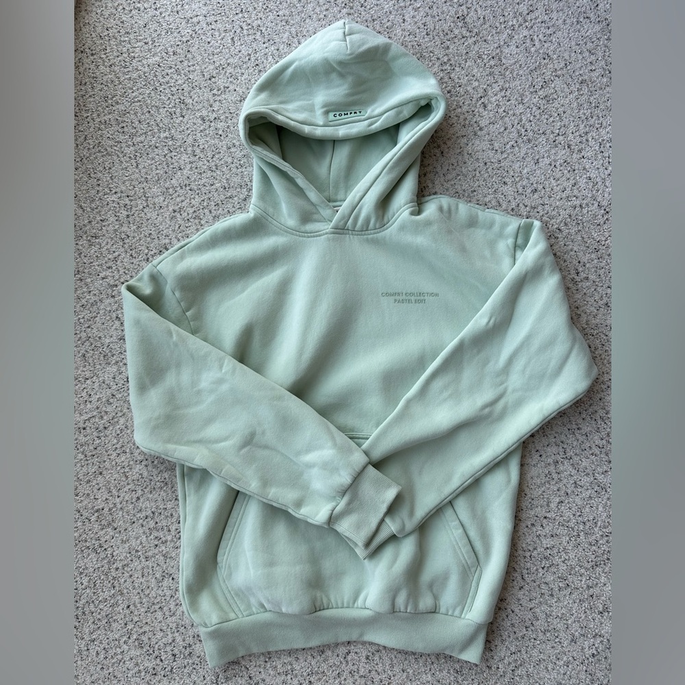Comfrt Women’s Small Mint Green Sweatshirt Hoodie Fleece Lined Oversized Hood